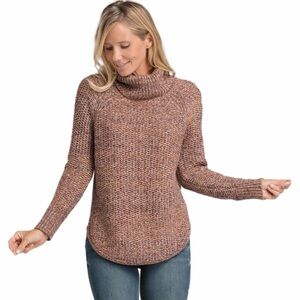 Prana Callisto Sweater - Women's Marled Brown Cowl Neck Size L